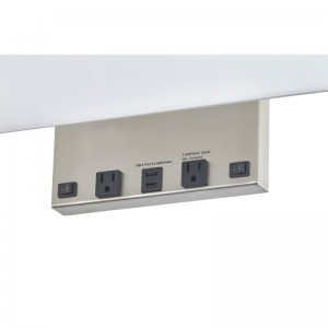 Eagles Landing Hotel مصباح جدار مستطيل مع تشطيب النيكل المصقول ، واثنان على مفاتيح/off Rocker ، ومنافذان مريحان ومنفذ USB مزدوج في غرفة ضيوف الفندق