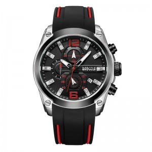 Baogela Chronograph Watch Quartz Watch مع تاريخ مضيئة الأيدي المقاومة للماء السيليكون حزام معصم معصم الرجل الأزرق 22609