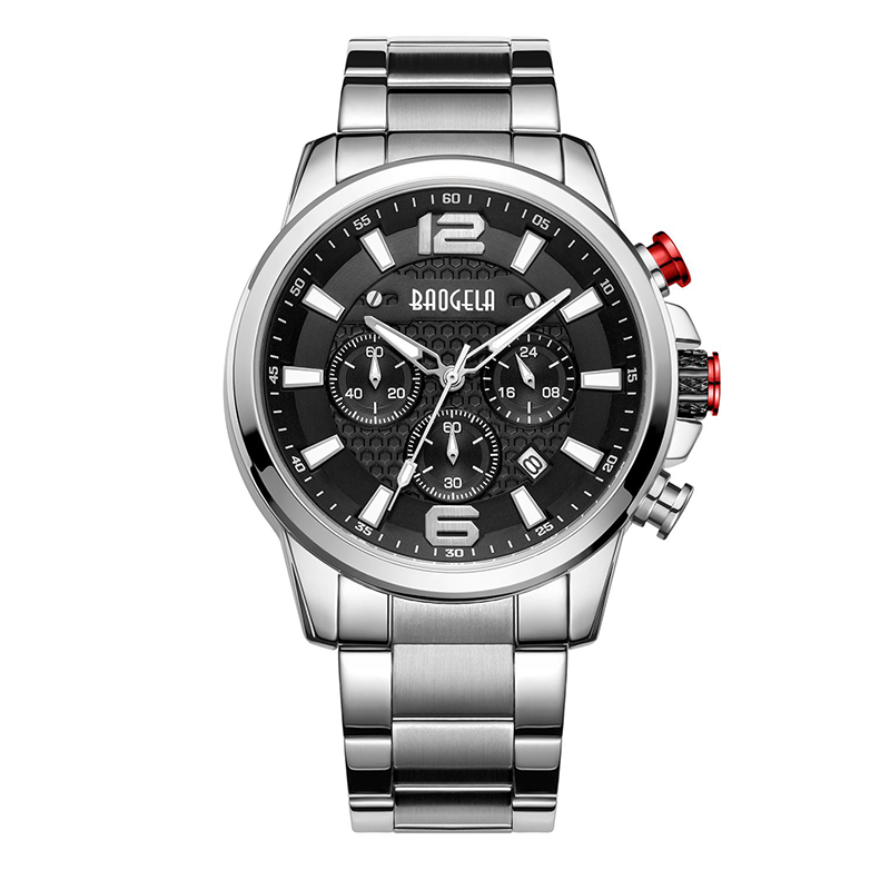 Baogela Watches for Men New Chronograph Quartz مشاهدة Wristless Stefless Wristwatch Man Relogios masculino чаы мжские 22706