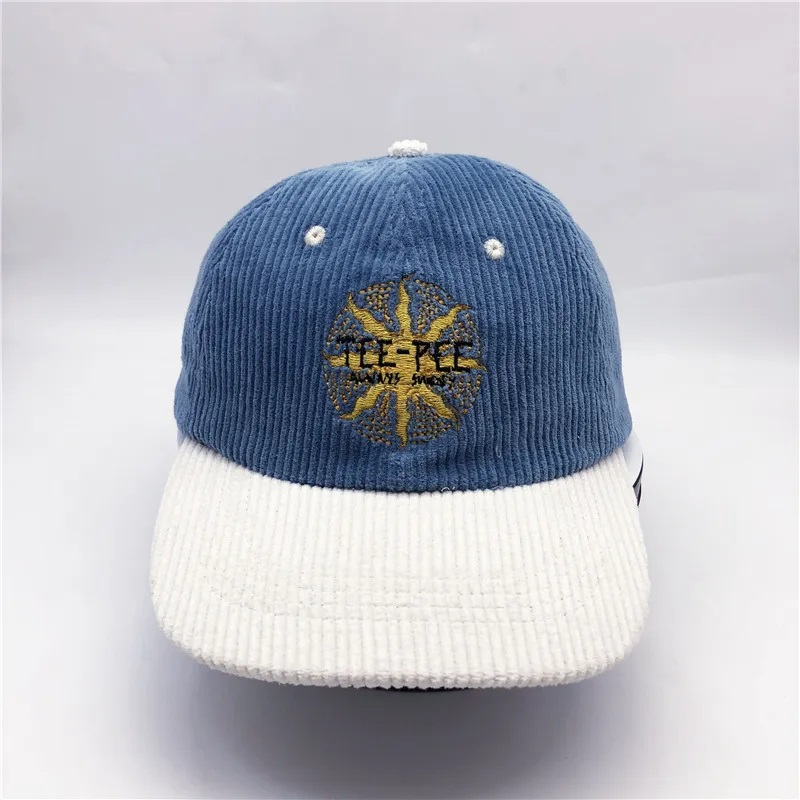 Corduroy 6 لوحة مخصصة الشعار غير منظم القبعات Corduroy Dad Cap