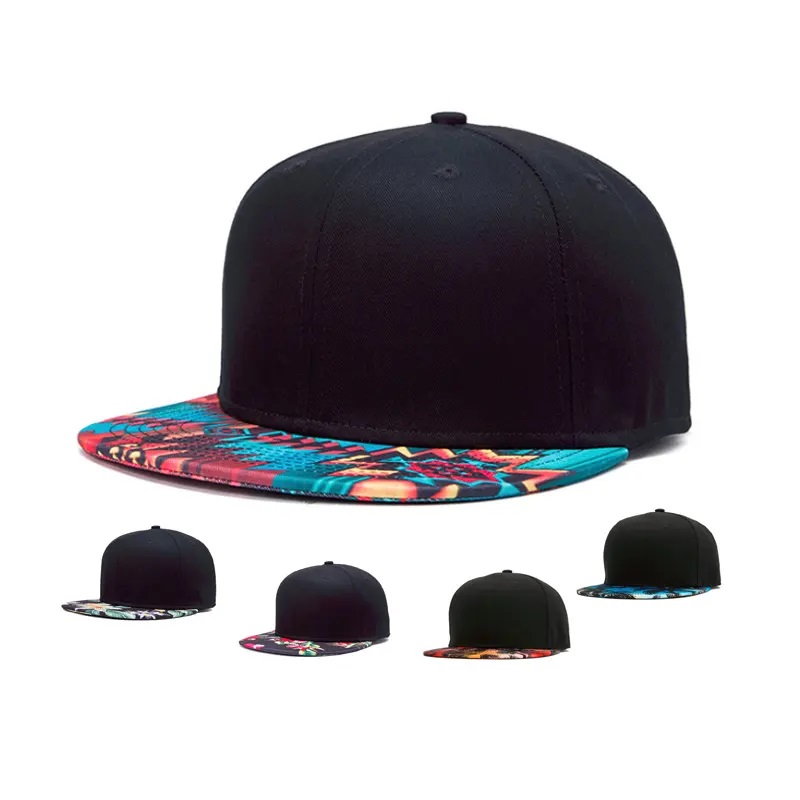 طباعة ثلاثية الأبعاد SNAP Back Flat Brim Hat Street Hip Printing Flat Bill Hawaiian Hats Design الخاص بك Snapback Cap/hat