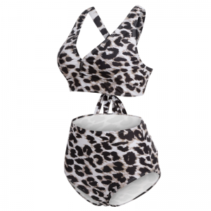 حزام طباعة الفهد بالإضافة إلى ملابس السباحة الحجم