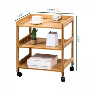 Three Three Bamboo Rolling Swide Table Three Layer Bamboo Rolling Cart Three