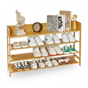 ممر متعدد الأغراض وتخزين رف أحذية الخيزران