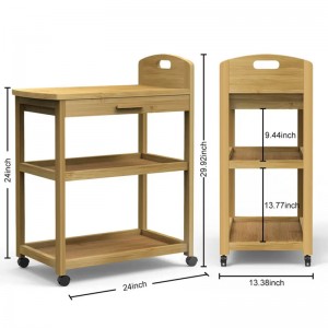 رف مفتوح لتخزين الطعام عربات عربات الخيزران