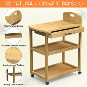 رف مفتوح لتخزين الطعام عربات عربات الخيزران