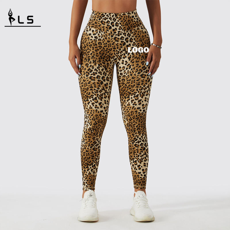 SC10112 سلس بطبعة الفهدات عالية الخصر لياقة اللياقة legging femme scrunch bum leggings yoga pants