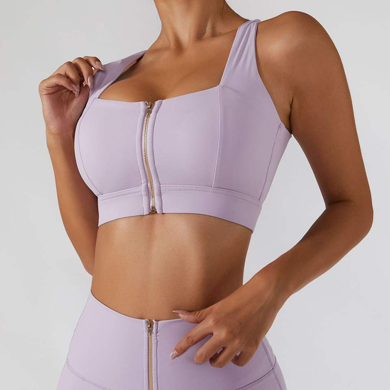 SC10187 TOPS TOPS للياقة البدنية الرياضية عالية التأثير الصدرية الصدرية الصدرية الأمامية ZIP Sports Bra