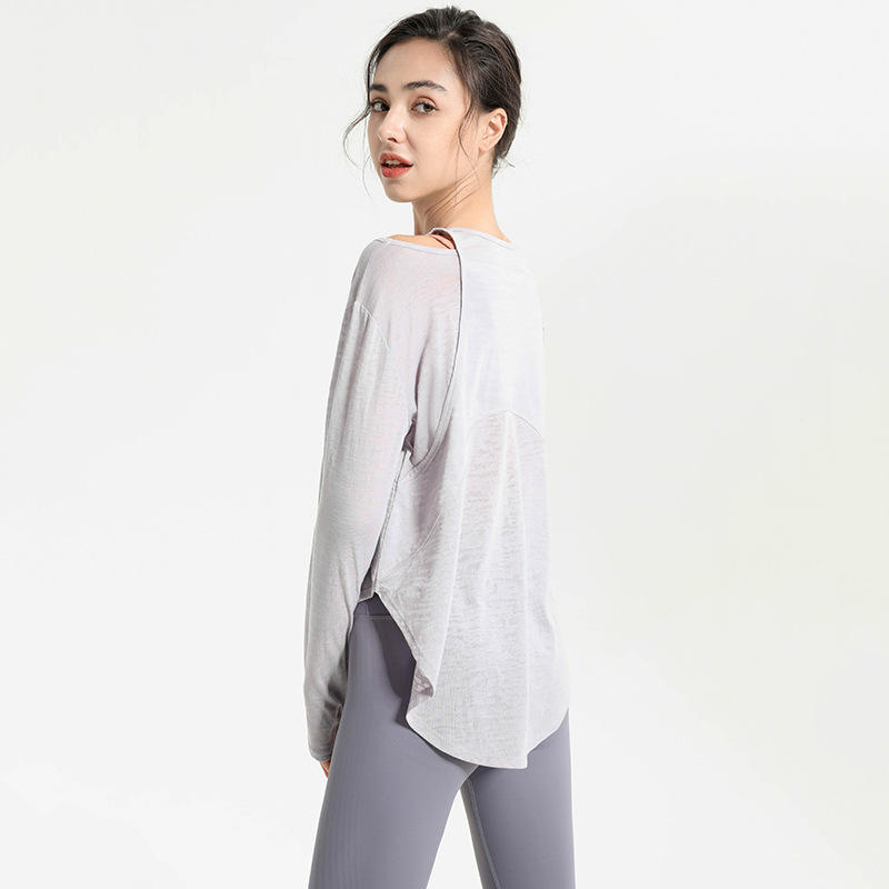 SC10263 Yoga T قمصان اللياقة البدنية التي تعمل على جولة حول القمصان اليوغا Long Sleeve Women T-Shirt قميص الصالة الرياضية