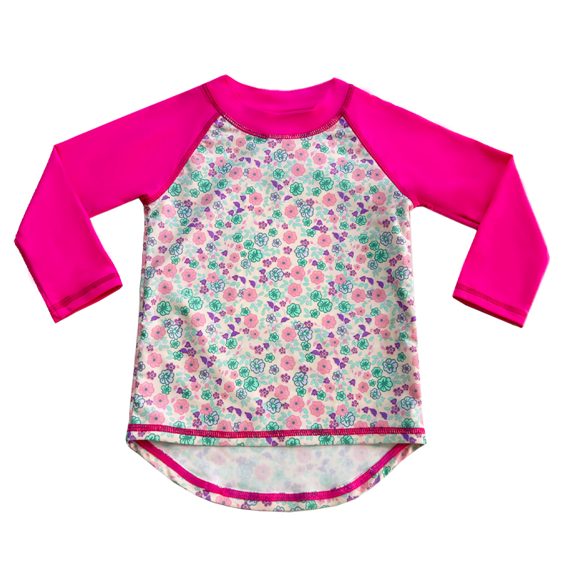 تصميم تصميم الأزهار النقيض من اللون الصلب الطفل ملابس السباحة