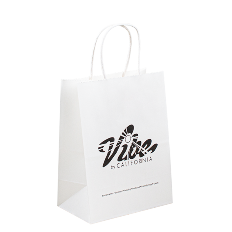 حقيبة ورقية Kraft القابلة لإعادة التدوير مع شعارك الخاص ، حقيبة ورق التسوق المخصصة للطعام مع مقبض