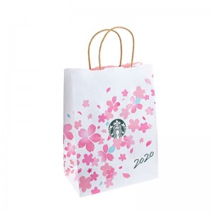 الصديق للبيئة المعاد تدويرها أسود أبيض أبيض الوجبات الجاهزة التعبئة والتغليف الحرف اليقظة هدية التسوق حقيبة ورقية كرافت بني مع م...