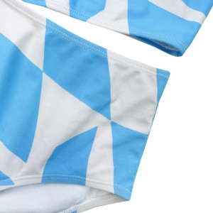 سترة هندسية زرقاء وأبيض ملون صلب
