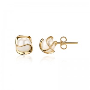 أقراط هونجدي مرصعة باللؤلؤ القفصي مطلية بالذهب عيار 18 قيراط، 4 ملم