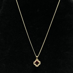 الذهب Ruby Ruby Blossom Gold-قلادة زهرة مطلية مع لهجات واضحة متألقة