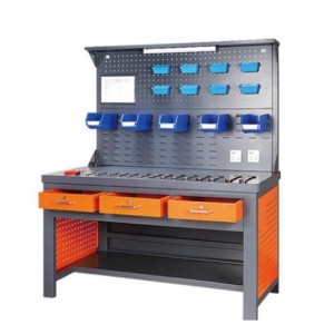 منضدة العمل مع شريط الإضاءة واللوحة الخلفية